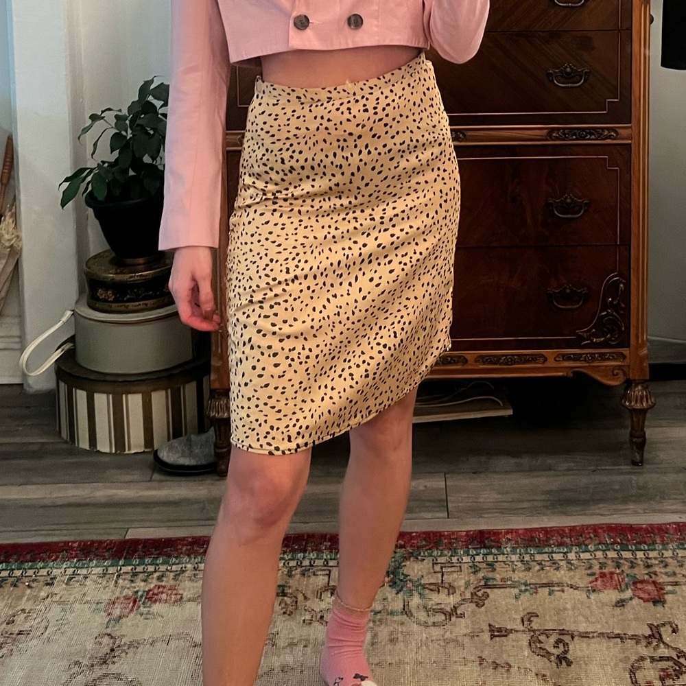 Satin leopard skirt